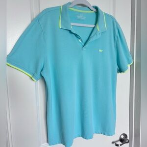 Vineyard Vines Tipped Edgartown Polo Shirt Neon Green Teal Sleeve Size Large